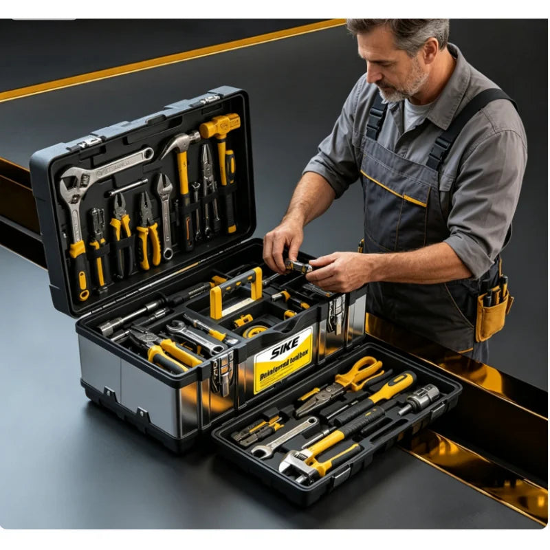 Portable Double-Layer Tool Storage Box | Hardware Organizer Tool Storage Case QXL