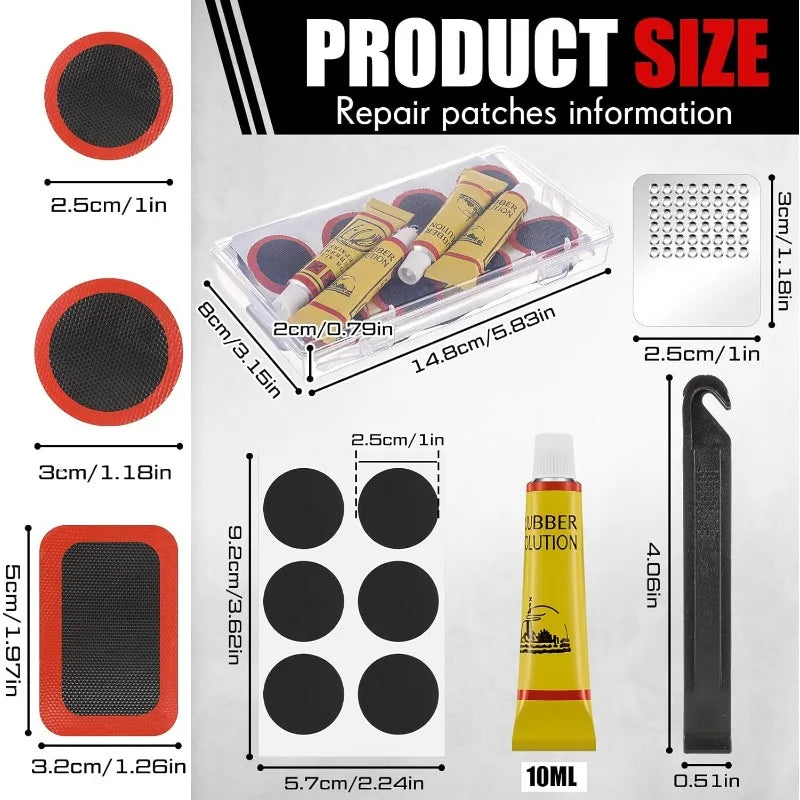 Bike & Motorcycle Tire Puncture Repair Kit – Patches & Glue Tire Repair Kit QXL