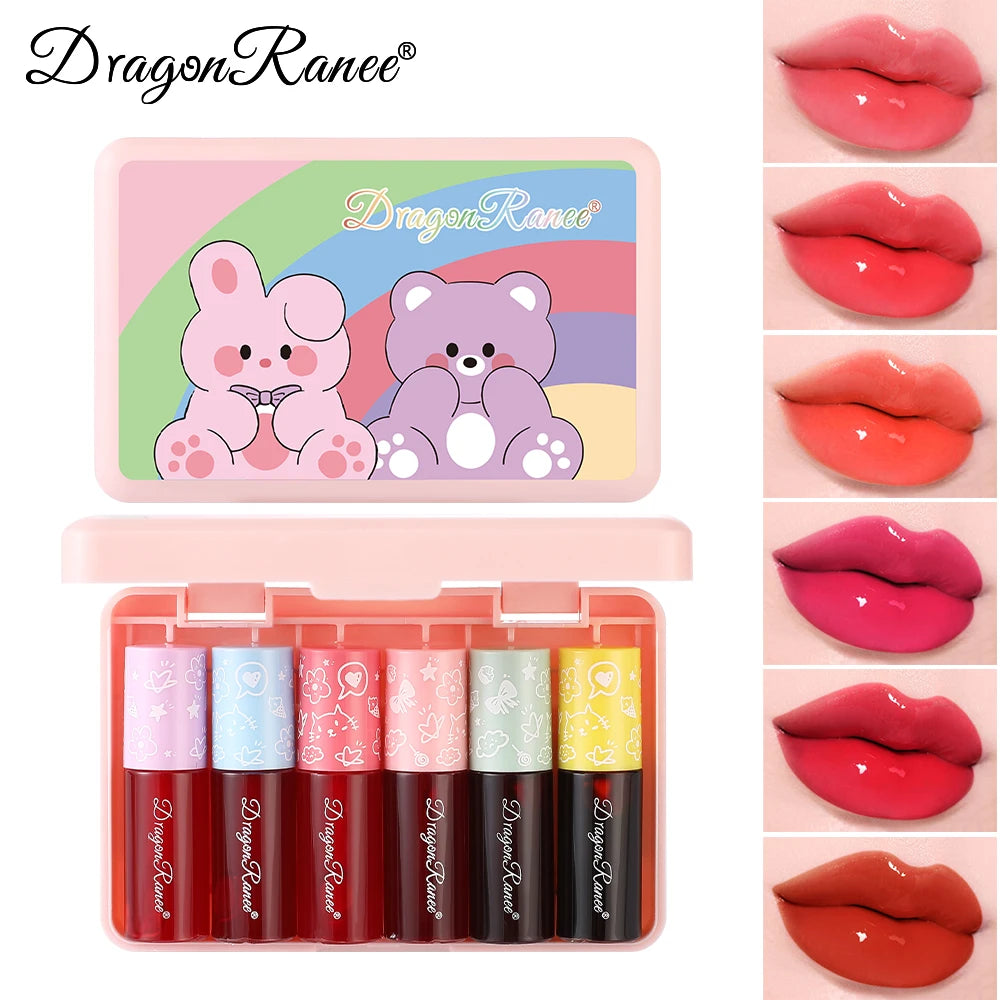 Dragon Ranee 6-Pc Hydrating Lip & Cheek Gloss Set | Mini Lip Dye Lip & Cheek Gloss Set QXL 01