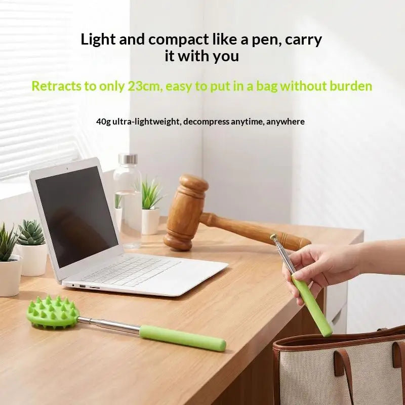Telescopic Back Massage Stick | Silicone Spikes Extendable Rod Manual Massage Stick QXL