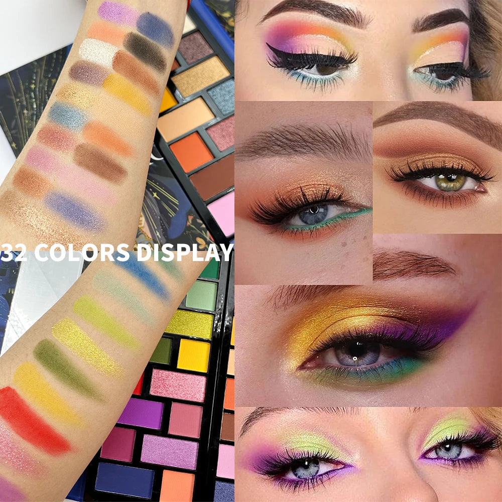 VERONNI 32-Color Eyeshadow Palette – Matte, Shimmer & Glitter Eyeshadow Palette QXL