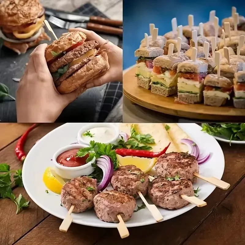 100-Pack Disposable Bamboo Skewers | BBQ, Fruit & Cocktail Bamboo Skewers QXL