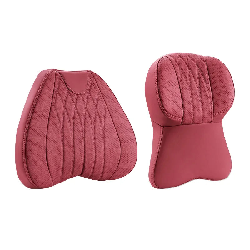 Luxury Leather Car Neck Pillow & Lumbar Support Cushion Car Seat Cushion QXL