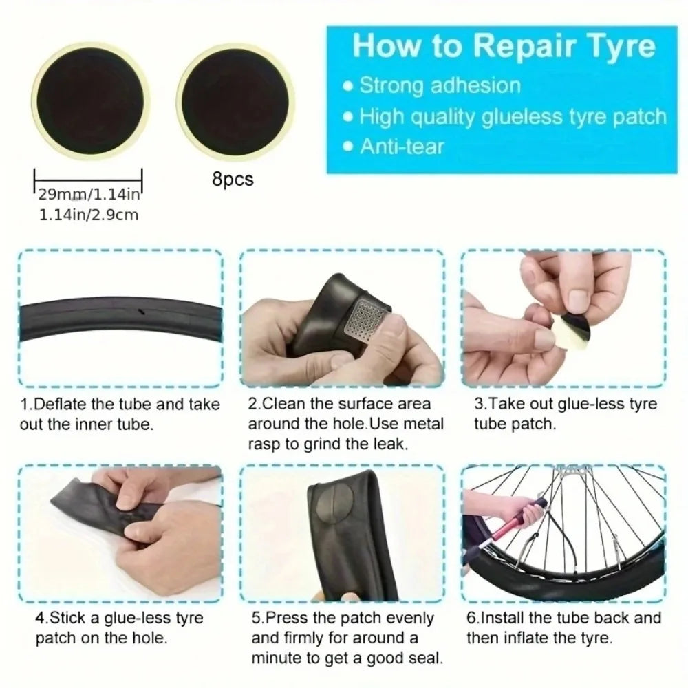 Glue-Free Tire Repair Kit with Air Pump | Cars & Bikes Tire Repair Kit QXL