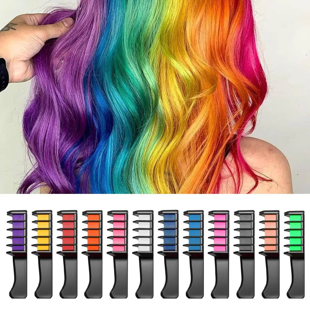 12-Color Temporary Hair Chalk Set | Washable Hair Dye Sticks Temporary Hair Chalk QXL