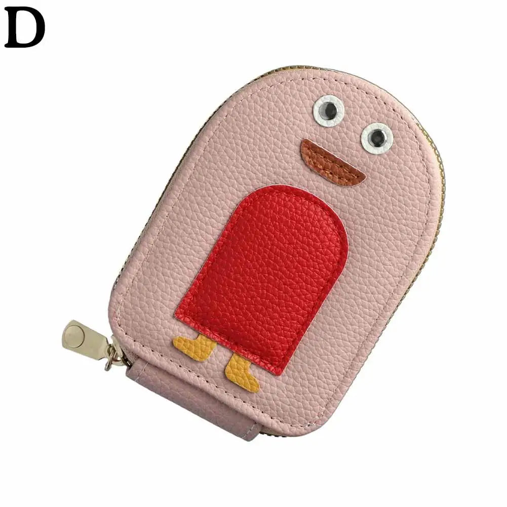 Cartoon Penguin Card Holder | PU Leather Accordion Wallet Card Holder Wallet QXL Pink