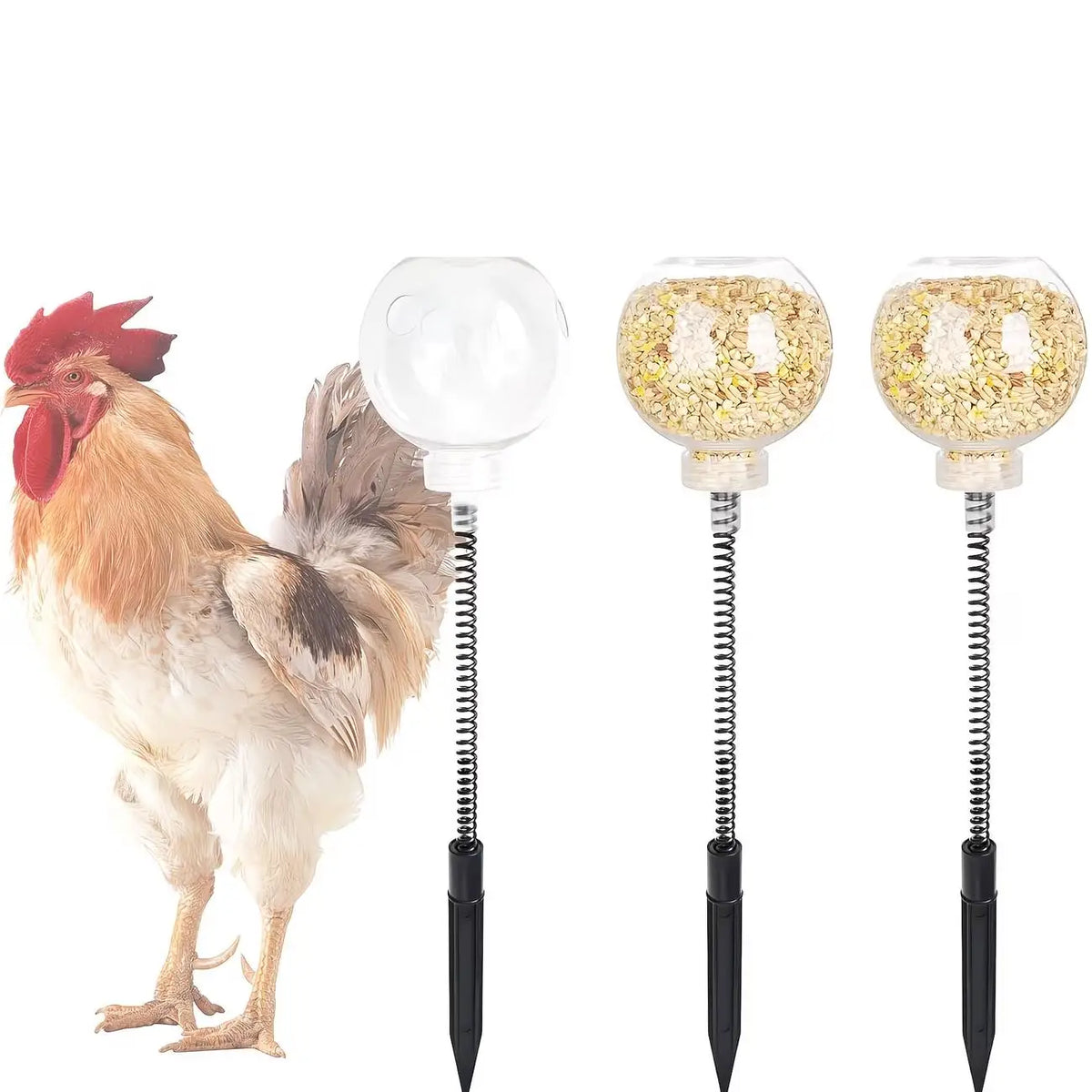 2-Pack Spring-Controlled Automatic Poultry Feeders – Reduce Waste Poultry Feeder QXL