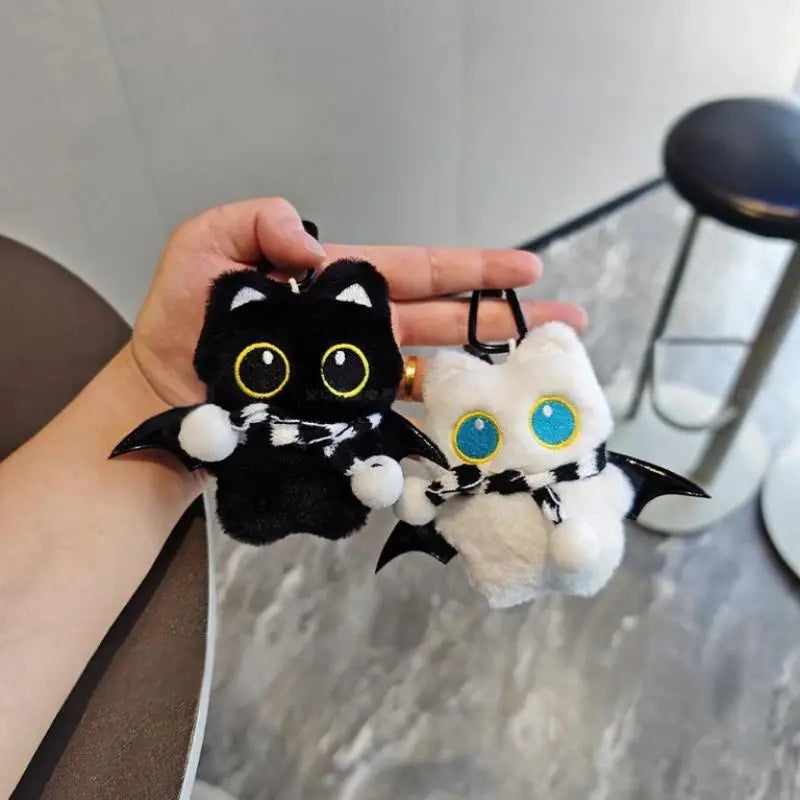 Black Cat Plush Keychain | Cartoon Kitten Pendant & Gift Plush Keychain QXL