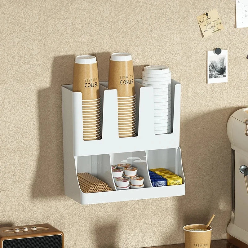 6-Compartment Coffee Cup & Condiment Organizer for Office Countertop Organizer QXL