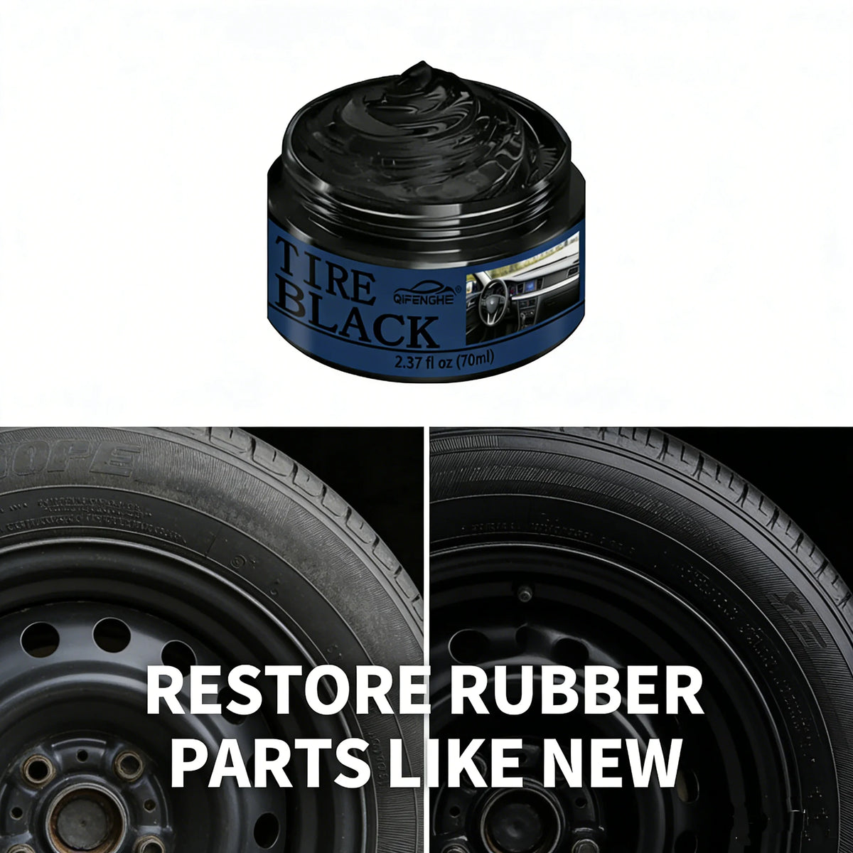 Tire Black Cream 70ml | Car Tire Shine & Rubber Renovator Tire Shine Cream QXL