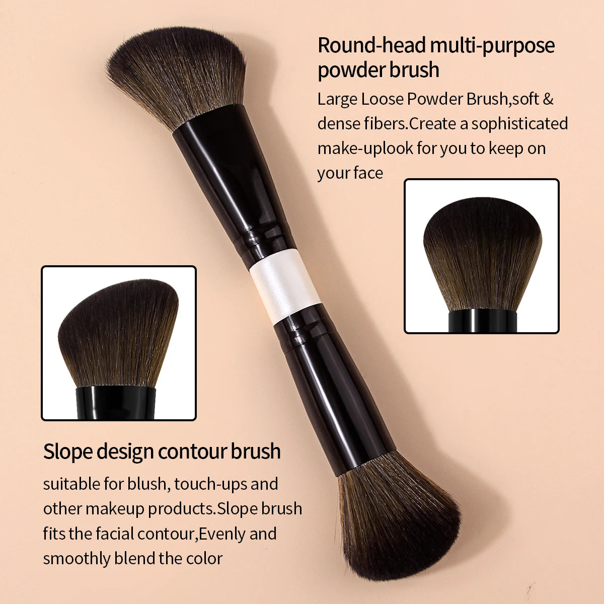 KOSSHOW Dual-Ended Contour Brush | Bronzer & Highlighter Contour Makeup Brush QXL