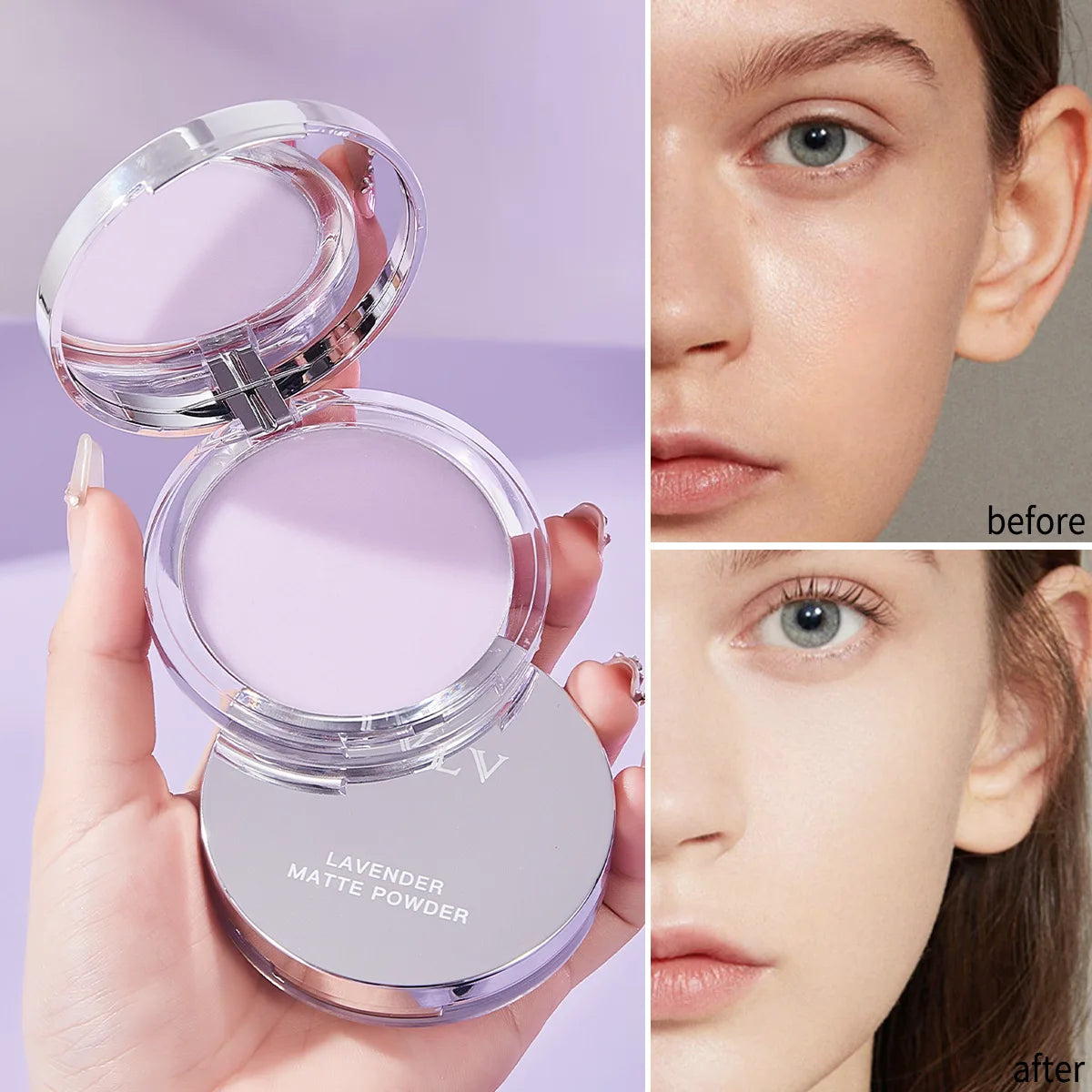 TVLV Lavender Matte Pressed Powder – Oil Control & Full Coverage Pressed Setting Powder QXL 9671