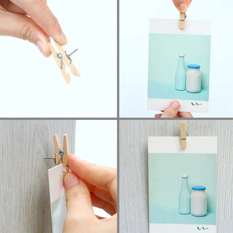 20-Pack Wooden Clip Push Pins for Cork Boards & Bulletin Boards Decorative Push Pins QXL