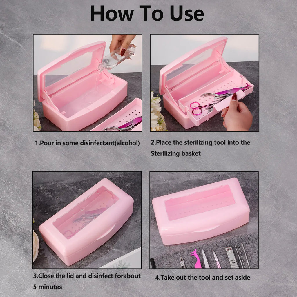 Nail Tool Sterilization Box | Alcohol Soaking & Cleaning Case Nail Tool Sterilization Box QXL