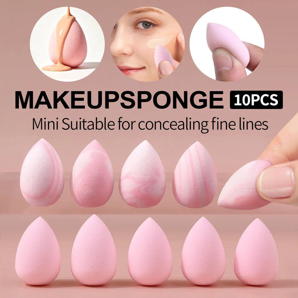 10-Pack Mini Pink Teardrop Makeup Sponges – Concealer Blender Makeup Sponge Set QXL Pink