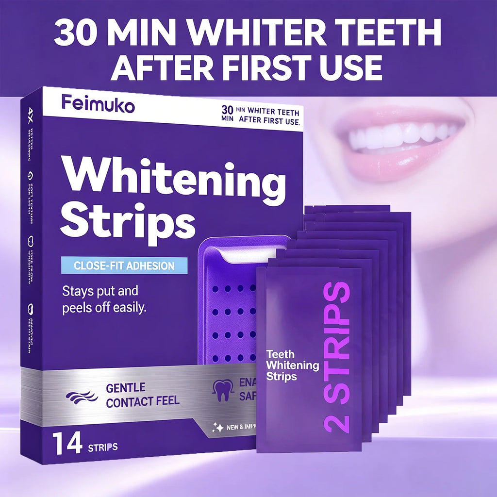 Purple Teeth Whitening Strips – Enamel Safe, Sensitive Teeth Teeth Whitening Strips QXL