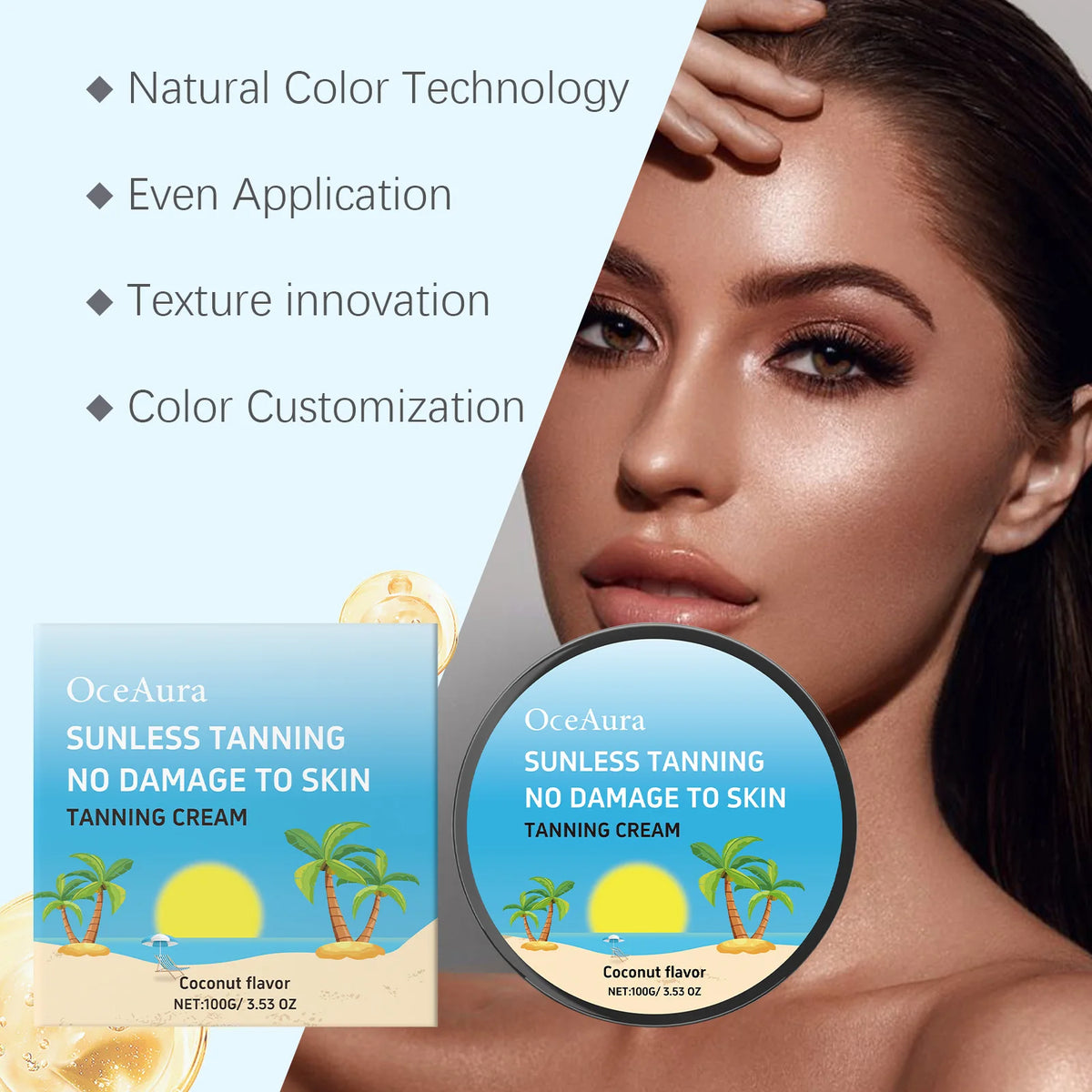 OceAura Coconut Mango Self Tanner Body Lotion | Gradual Bronzer Self Tanning Lotion QXL