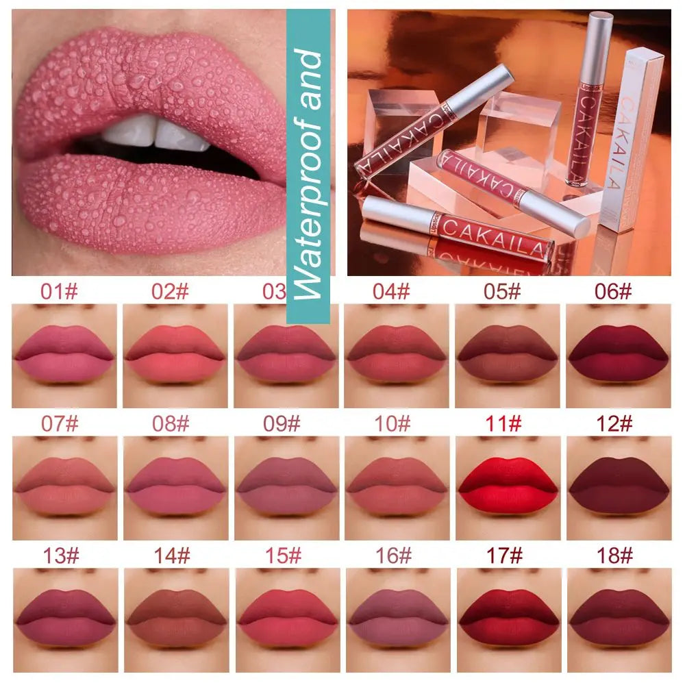 18-Color Matte Liquid Lipstick | Waterproof Long-Lasting Lip Gloss Matte Liquid Lipstick QXL