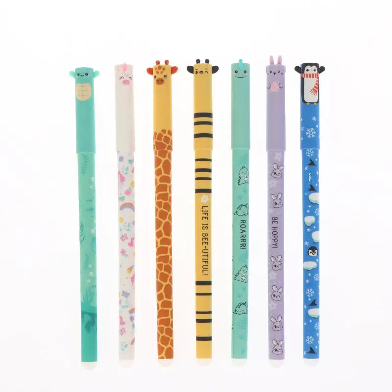 8-Pack Cartoon Animal Erasable Gel Pens 0.5mm Colorful Ink Erasable Gel Pens QXL B 7Pcs 0.5mm