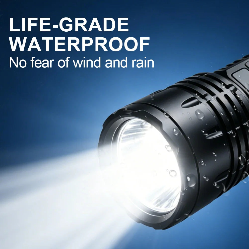 High Power LED Flashlight | Type-C Rechargeable Zoomable Torch LED Rechargeable Flashlight QXL
