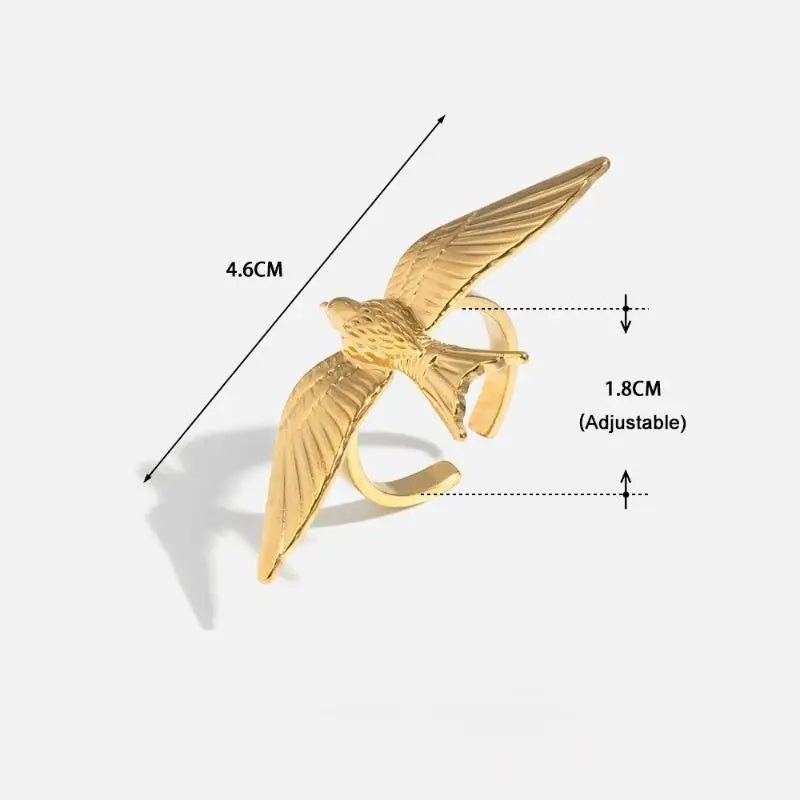 Peace Dove Adjustable Open Ring | Retro Punk Zinc Alloy Jewelry Fashion Ring QXL