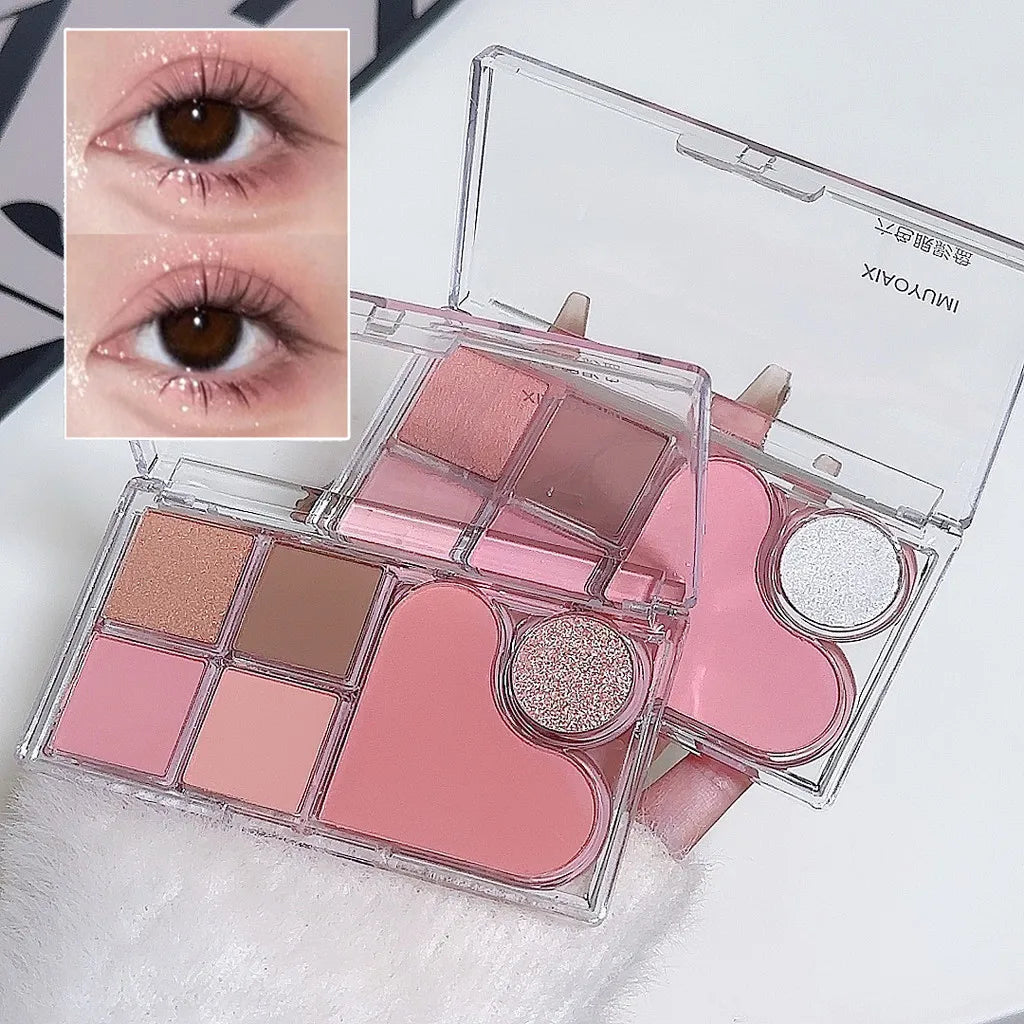6-Color Pink Matte & Shimmer Eyeshadow Palette | Waterproof Eyeshadow Palette QXL