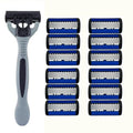 Vvocci Men's 6-Blade Safety Razor + 12 Replacement Blades Men's Safety Razor QXL 1Handle and 12Blades