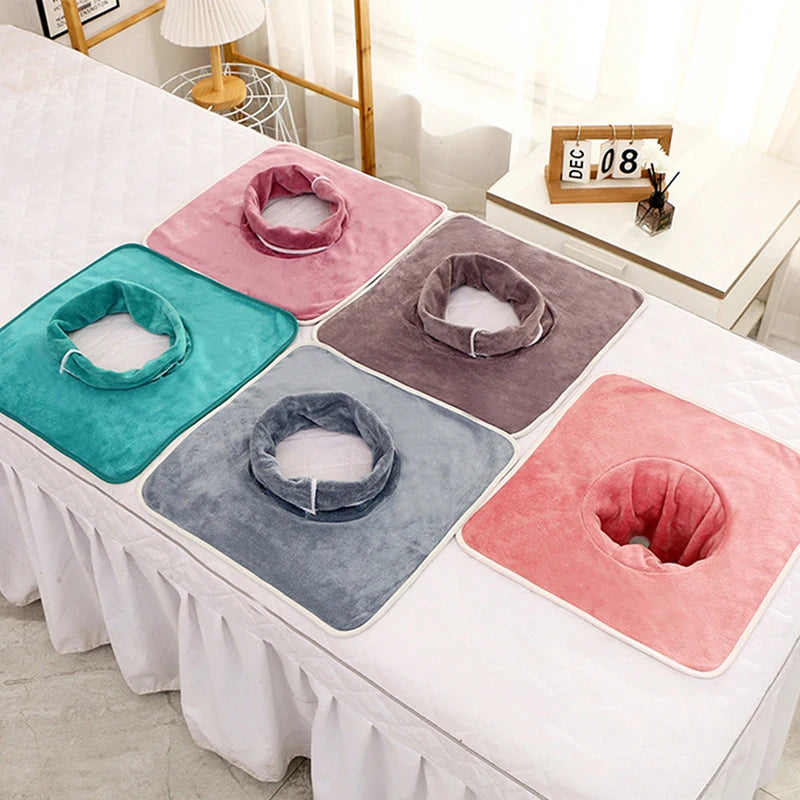 Coral Velvet Massage Face Towel with Hole | 35x35cm SPA Massage Face Towel QXL