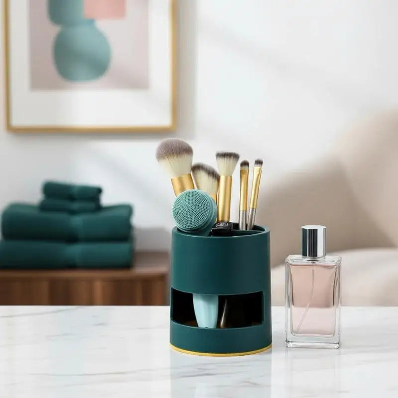 Toothbrush & Toothpaste Holder with 2 Cups | Bathroom Organizer Toothbrush Holder QXL