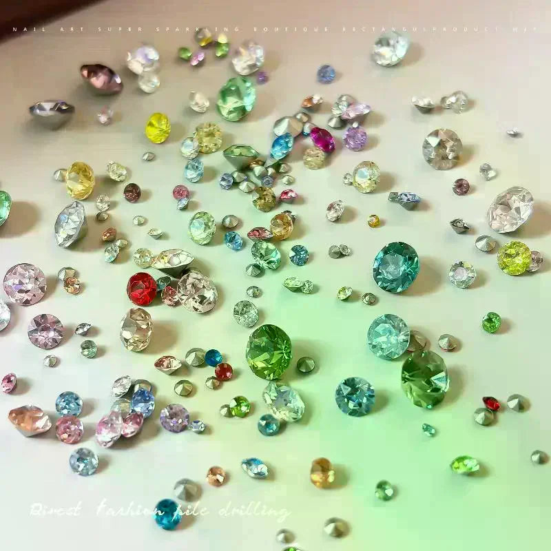 Mixed Crystal Nail Rhinestones | Pointed-Base DIY Gem Set Nail Art Rhinestones QXL