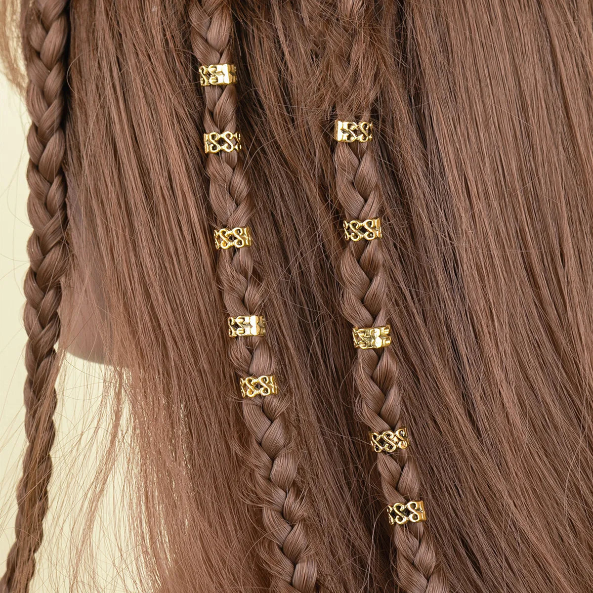 10-Pack Retro Gold Dreadlock Beads | Hair Braid Cuff Rings Hair Braid Beads QXL