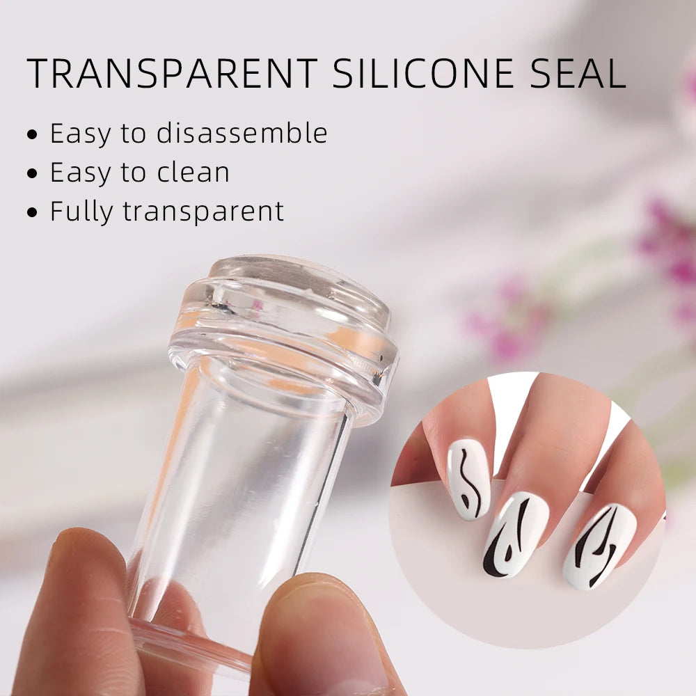 Transparent Nail Art Stamper & Scraper | French Manicure Tool Nail Art Stamper QXL