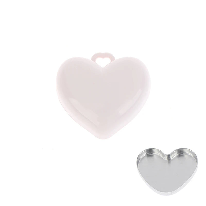 Heart-Shaped Mini Empty Compact with Mirror & Keychain Empty Makeup Compact QXL White
