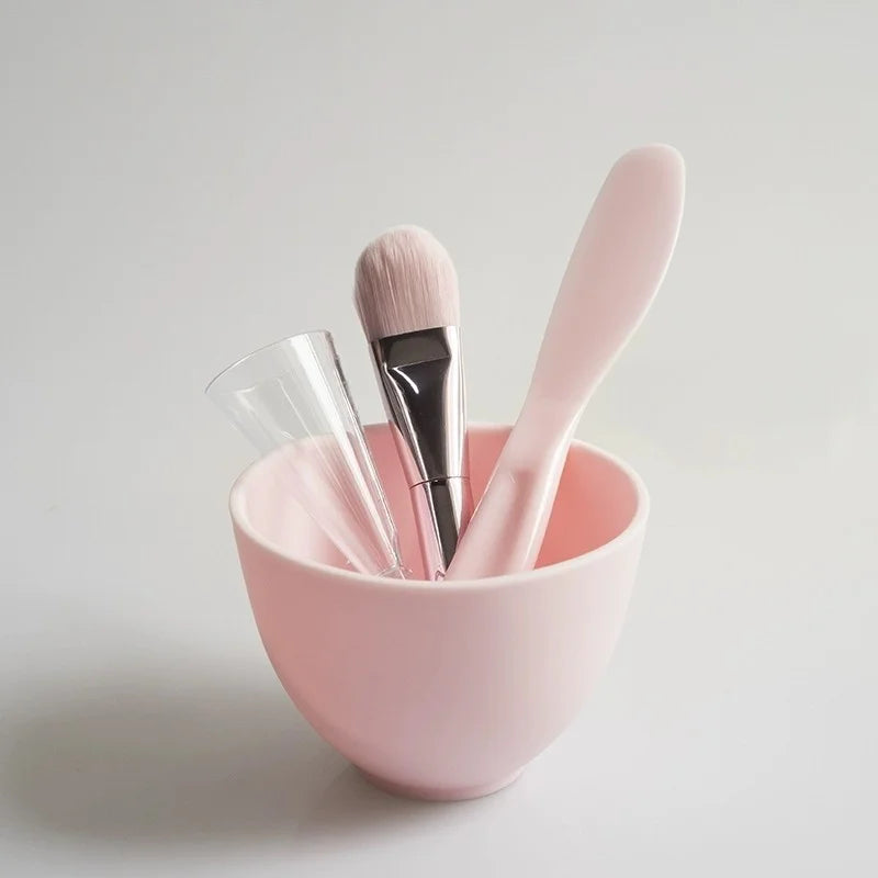 Face Mask Brush Set with Silicone Mixing Bowl – 3 or 4 Pcs Face Mask Tool Set QXL Pink Set 1