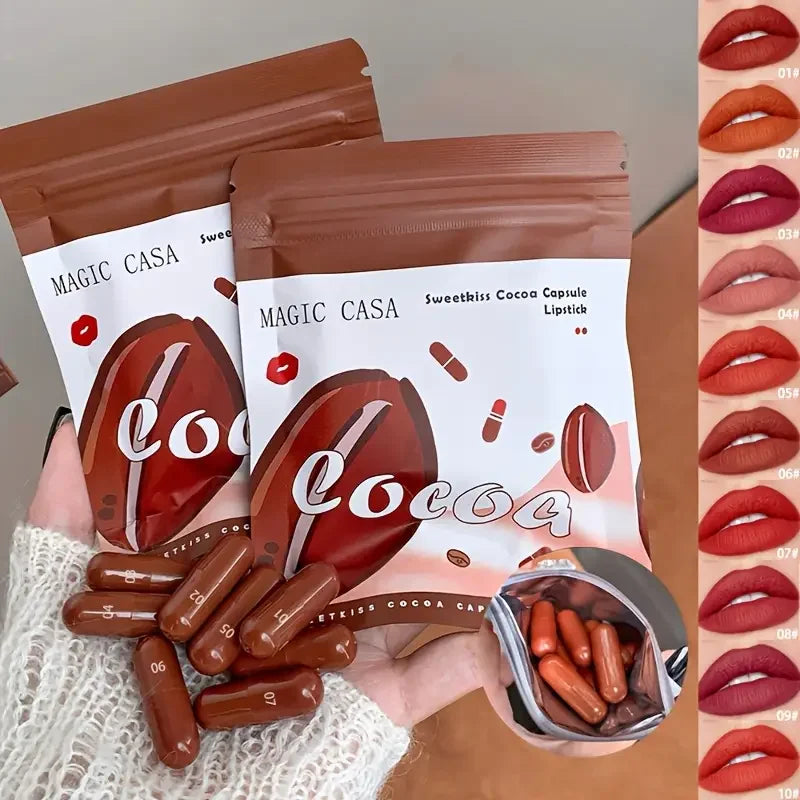 VERONNI 10-Pc Chocolate Mini Matte Velvet Lipstick Set Mini Lipstick Set QXL
