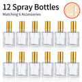 12-Pack 15ml Refillable Perfume Spray Bottles + Funnels Perfume Spray Bottle Set QXL Gold 15ml Glass