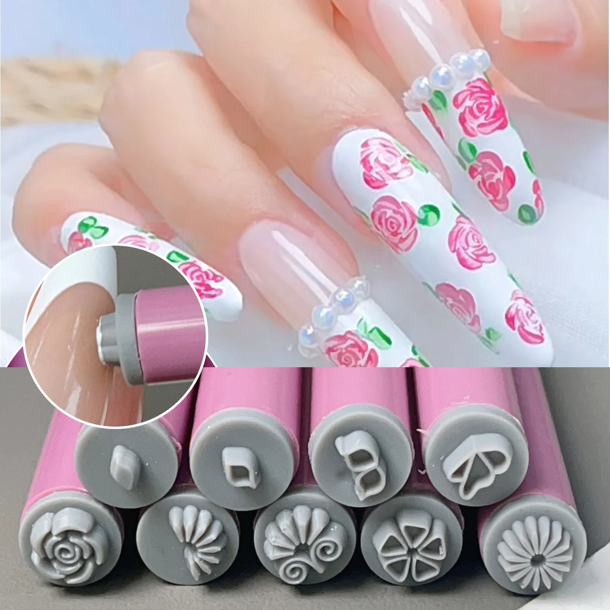 10-Pc Nail Art Stamp Pen Set | Flower & Butterfly Designs Nail Art Stamp Set QXL