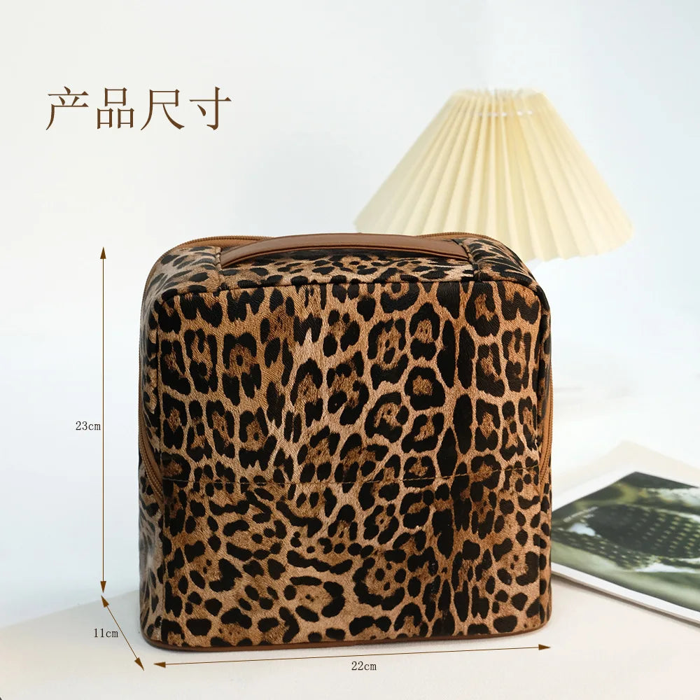 Leopard Print Standing Makeup Brush Bag & Organizer Makeup Brush Bag QXL Leopard