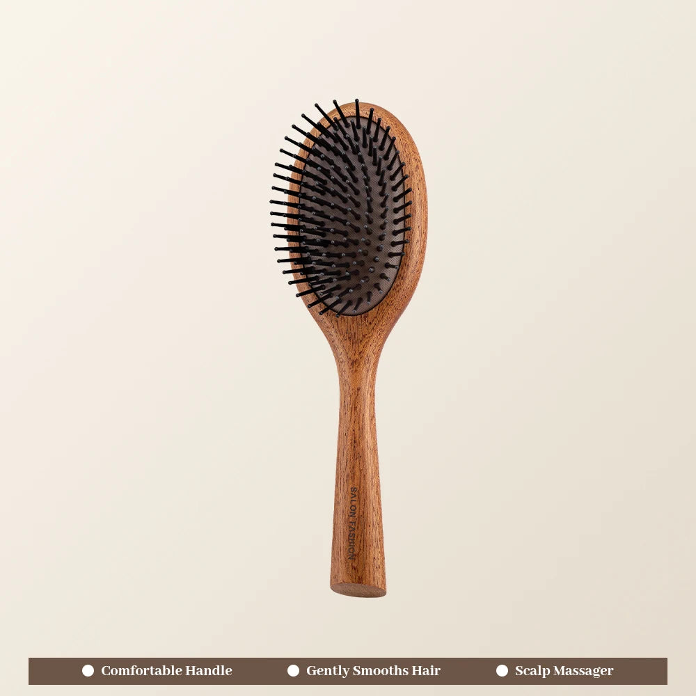 Wooden Bamboo Hair Brush – Airbag Cushion Scalp Massage Comb Hair Brush QXL 965-5H-Coffee