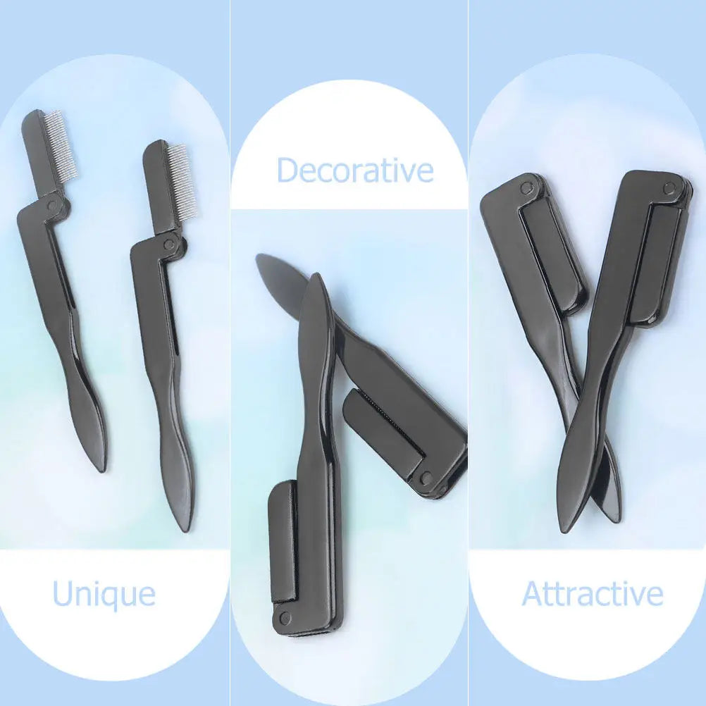 3-Pack Foldable Eyelash Comb & Eyebrow Brush Set | Portable Eyelash & Brow Comb QXL