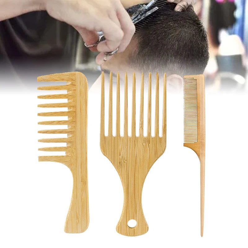 Bamboo Wide-Tooth Hair Comb | Antistatic Detangling Tool Bamboo Hair Comb QXL