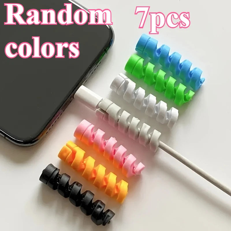 Silicone Spiral Cable Protector Sleeve | Charging Cable Winder Cable Protector Sleeve QXL Random7pcs