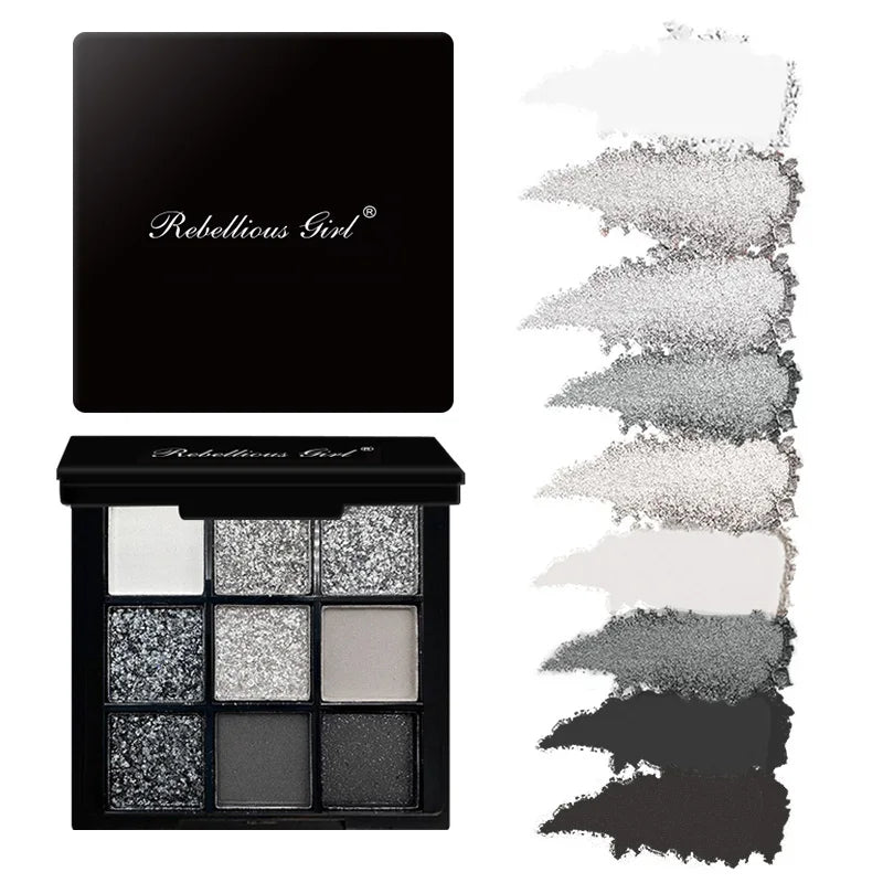 9-Color Smokey Matte Glitter Eyeshadow Palette | Punk Shimmer Eyeshadow Palette QXL YYP-HTE-9