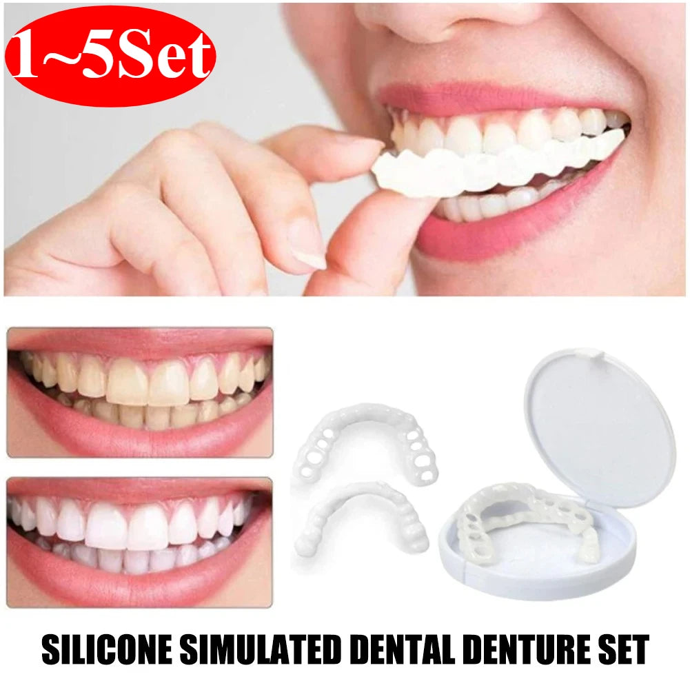 Snap-On Smile Veneers | Adjustable Fake Teeth Cover Set Snap-On Dental Veneers QXL
