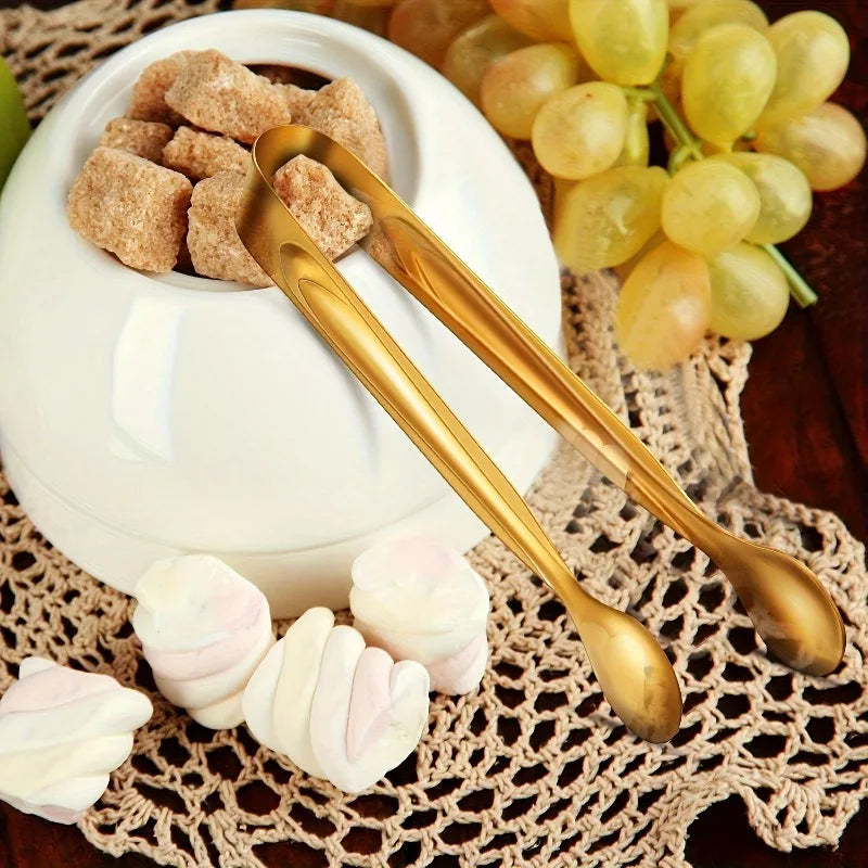 Golden Mini Serving Tongs | Stainless Steel Party & Charcuterie Mini Serving Tongs QXL