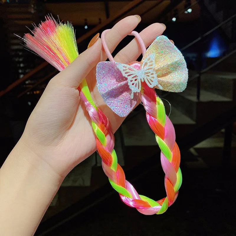 Girls Princess Braided Wig | Unicorn Butterfly Bow Hairpiece Kids Costume Wig QXL 1 butterfly