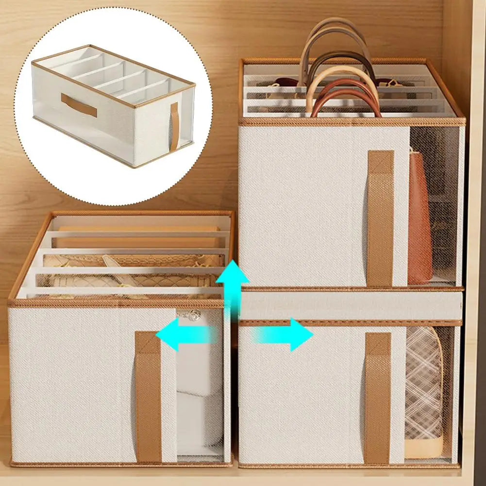 5-Grid Dustproof Handbag & Purse Storage Organizer Box Closet Bag Organizer QXL