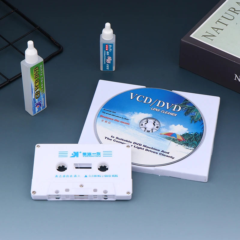 DVD CD Lens Cleaner & Cassette Tape Head Cleaner Demagnetizer Player Cleaning Kit QXL