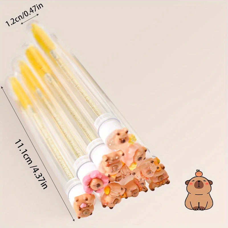 Capybara Eyelash Extension Brushes | Oval Nylon Reusable Set Lash Extension Brushes QXL