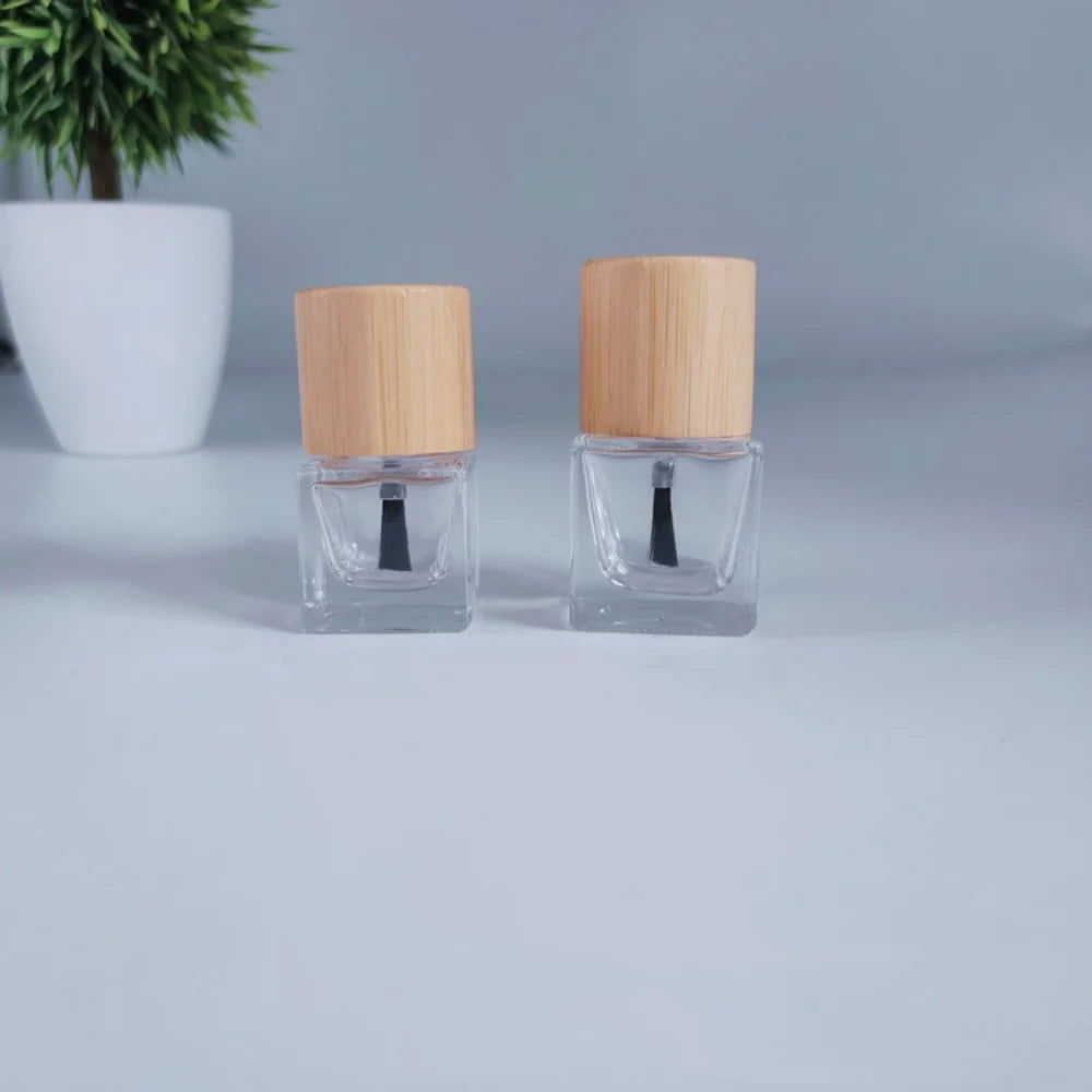 10-Pack Glass Nail Oil Bottles 5ml–10ml | Wood & Bamboo Caps Nail Oil Bottles QXL
